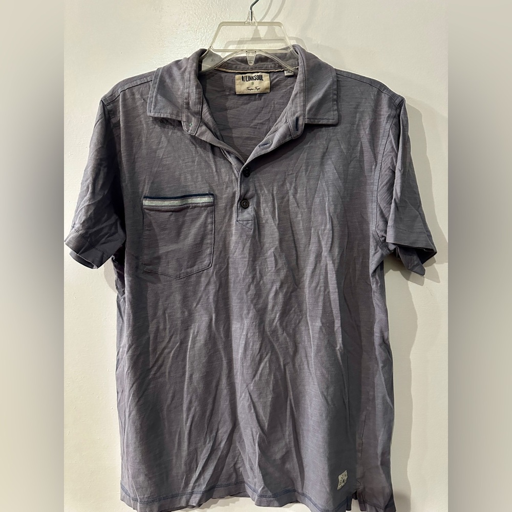 Linksoul Men's short-sleeve cotton gray polo small S